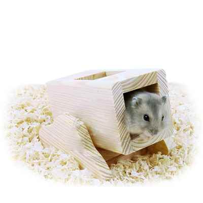Carno Hamster Oyuncağı Naturel Ahşap Kutulu Tahterevalli 11x8,5x8,5 cm