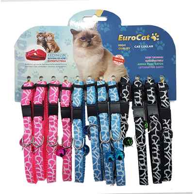 EuroCat Çizgi Desenli Çıngıraklı Kedi Boyun Tasması 12'li