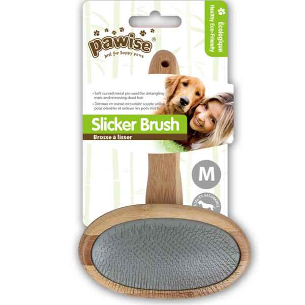 Pawise Ahşap Tutma Saplı Oval Kedi Ve Köpek Tarama Fırçası Large