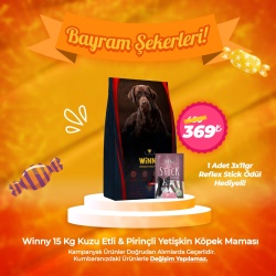 Winny 15 Kg Kuzu Etli & Pirinçli Yetişkin Köpek Maması - 1 Adet 3x11gr Reflex Stick Ödül Hediyeli!