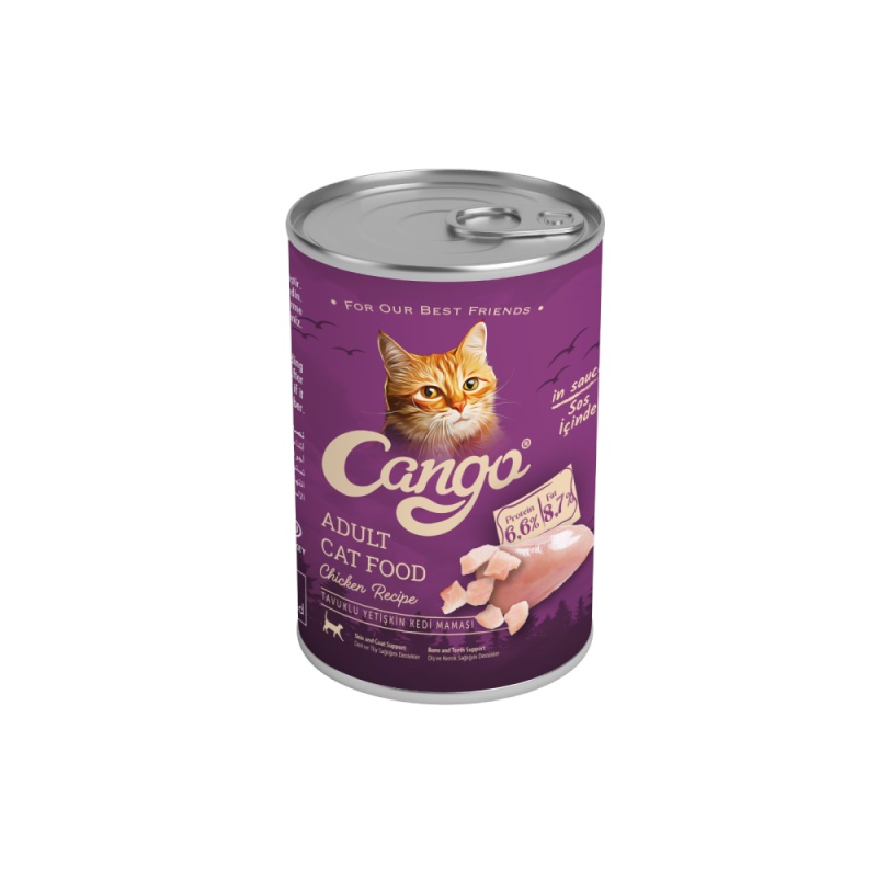 Cango Parça Etli Yetişkin Tavuklu Kedi Konserve 415Gr x 24 Adet