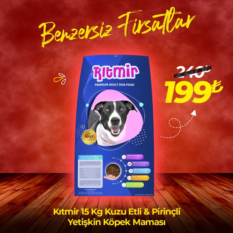 Kıtmir 15 Kg Kuzu Etli Pirinçli Premium Yetişkin Köpek Maması