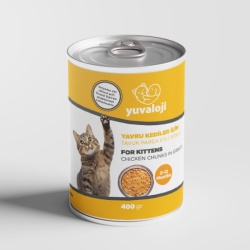 Yuvaloji Yavru Kediler İçin Tavuk Parça Etli Soslu Yaş Mama 400 Gr x 24 Adet