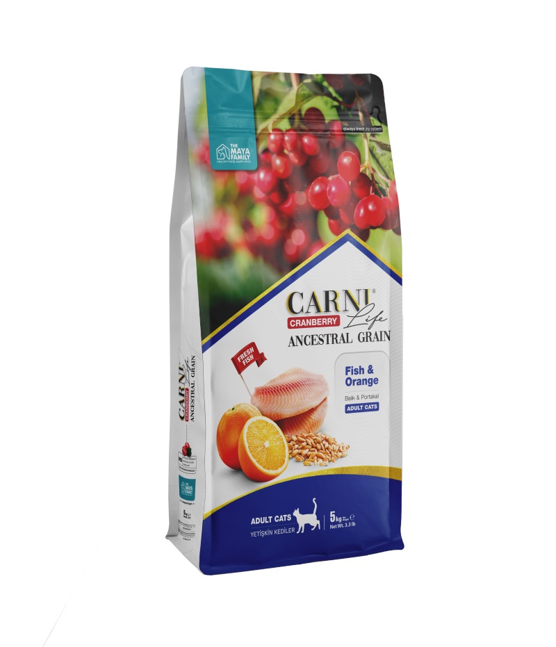 Carni Life Kızılcık Balıklı ve Portakallı Yetişkin Kedi Maması 5 Kg