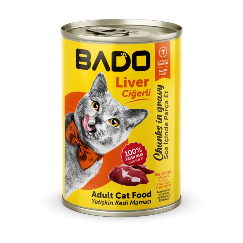 Bado Yetişkin Yaş Kedi Maması Ciğerli 400 GR x 24 Adet