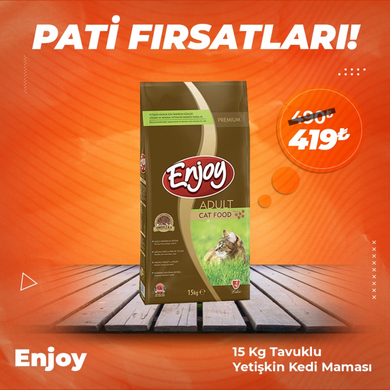 Enjoy 15 Kg Tavuklu Yetişkin Kedi Maması