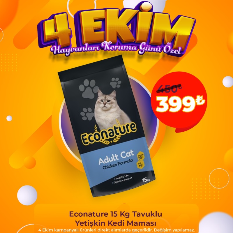 Econature 15 Kg Tavuklu Yetişkin Kedi Maması