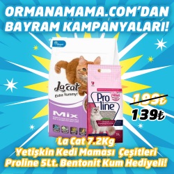 La Cat Yetişkin Kedi Maması Çeşitleri 7.2 Kg  Proline 5 Lt. Bentonit Kedi Kumu Hediye