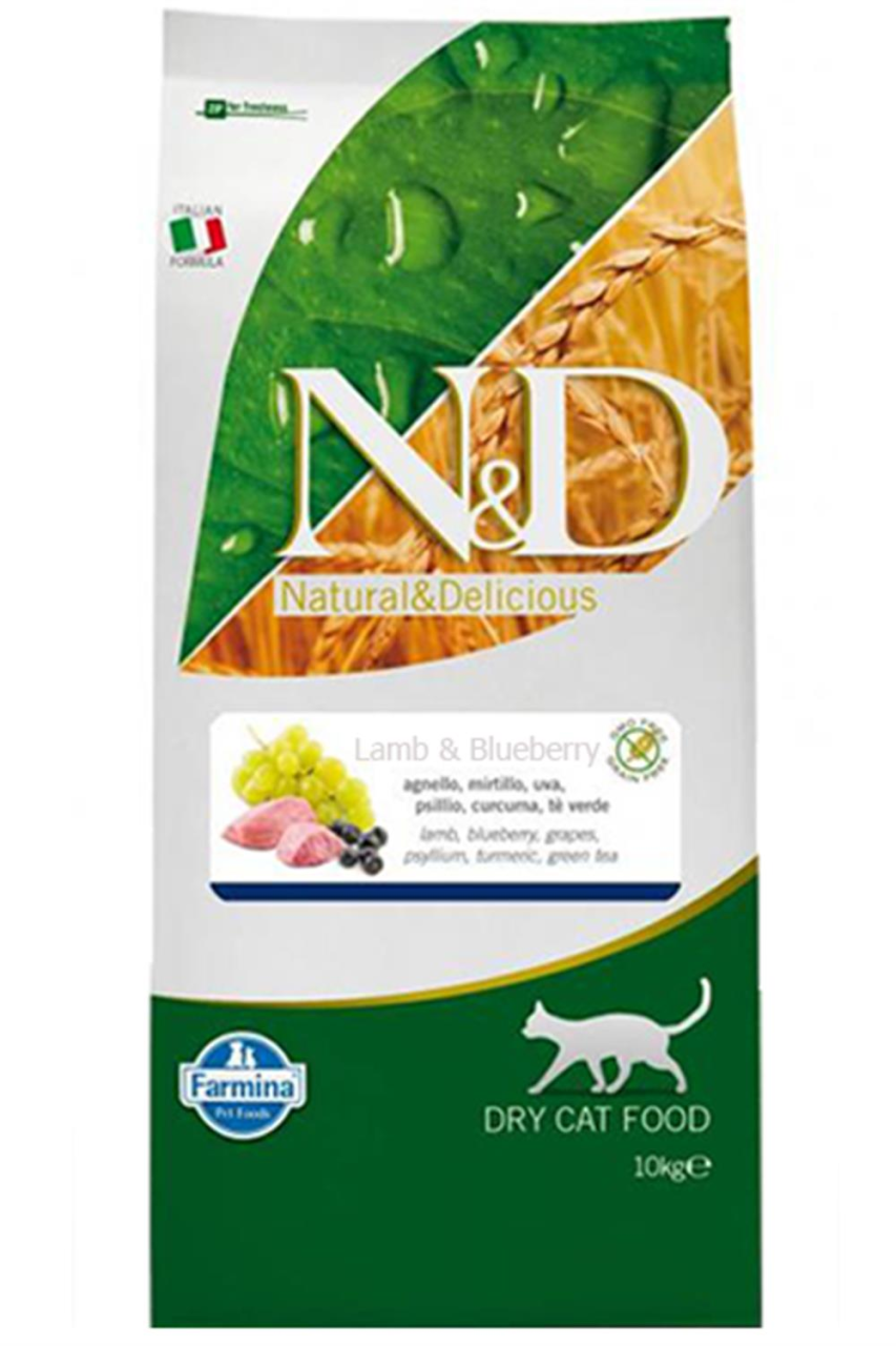 N-D Tahılsız Kuzu Etli Yaban Mersinli Kedi Maması 10 Kg