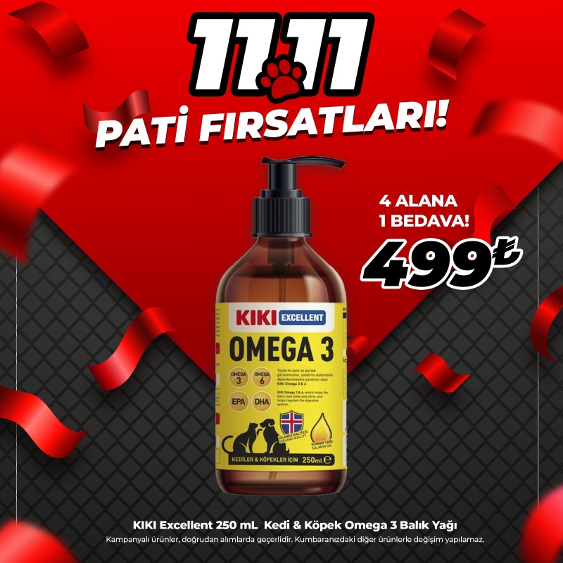 KIKI Excellent Kedi ve Köpek Omega 3 250 ml (4 Alana 1 Bedava)