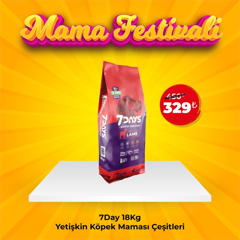 7 Days Kuzu Etli Yetişkin Köpek Maması 18 Kg