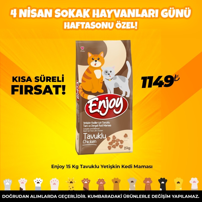 Enjoy 15 Kg Tavuklu Yetişkin Kedi Maması ( Kısa Süreli Fırsat )