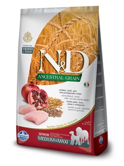 N&D Düşük Tahıllı Senior Tavuklu Orta ve Büyük Irk Yaşlı Köpek Maması 12 Kg