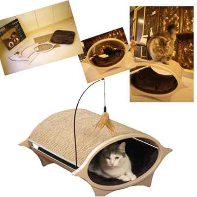 Tırmalamalı İp Oyuncaklı Kapalı Kedi Yatağı