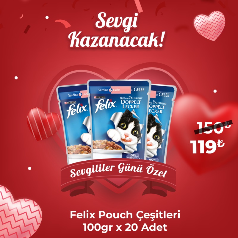 Felix Pouch 100 Gr x 24 Adet  Kedi Yaş Mama Çeşitleri 