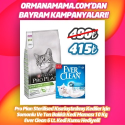 proplan Sterilised Kısırlaştırılmış Kediler Için Somonlu Ve Ton Balıklı Kedi Maması 10 Kg Ever Clean 6 Lt. Kedi Kumu Hediyeli