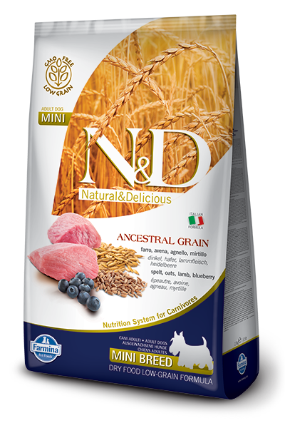 N-D Düşük Tahıllı Kuzu Etli Yaban Mersinli Küçük Irk Yetişkin Köpek Maması 2.5 Kg