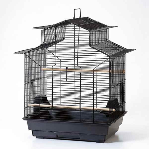 Papağan Kafesi Çin Çatılı Siyah 47x36x62
