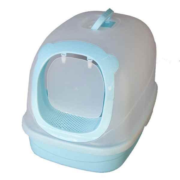 Pet Zone Filtreli Kapalı Kedi Tuvalet Kabı Mavi Büyük Boy