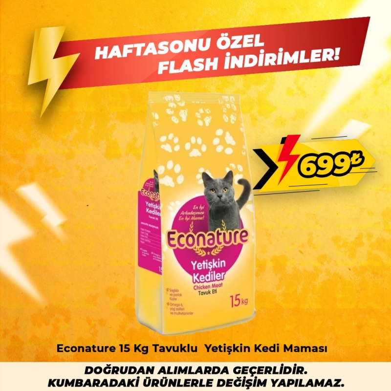 EcoNature 15 Kg Tavuklu Yetişkin Kedi Maması (Haftasonu Özel)