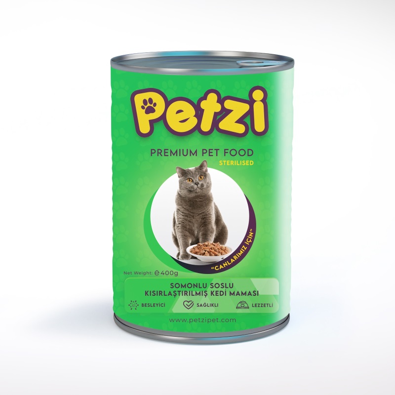 Petzi Cat Premium Somonlu Soslu Kısırlaştırılmış Kedi Konservesi 400 Gr 