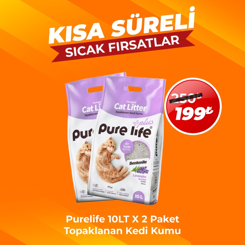 Pure Life Bentonit Topaklanan Kedi Kumu 2 x 10lt