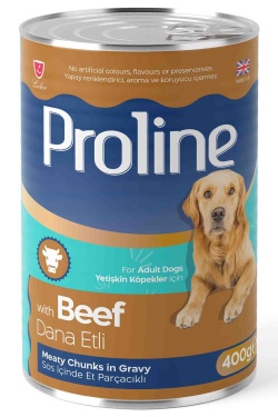 Proline Sos İçinde Parça Dana Etli Yetişkin Köpek Konservesi 400gr x 24 Adet