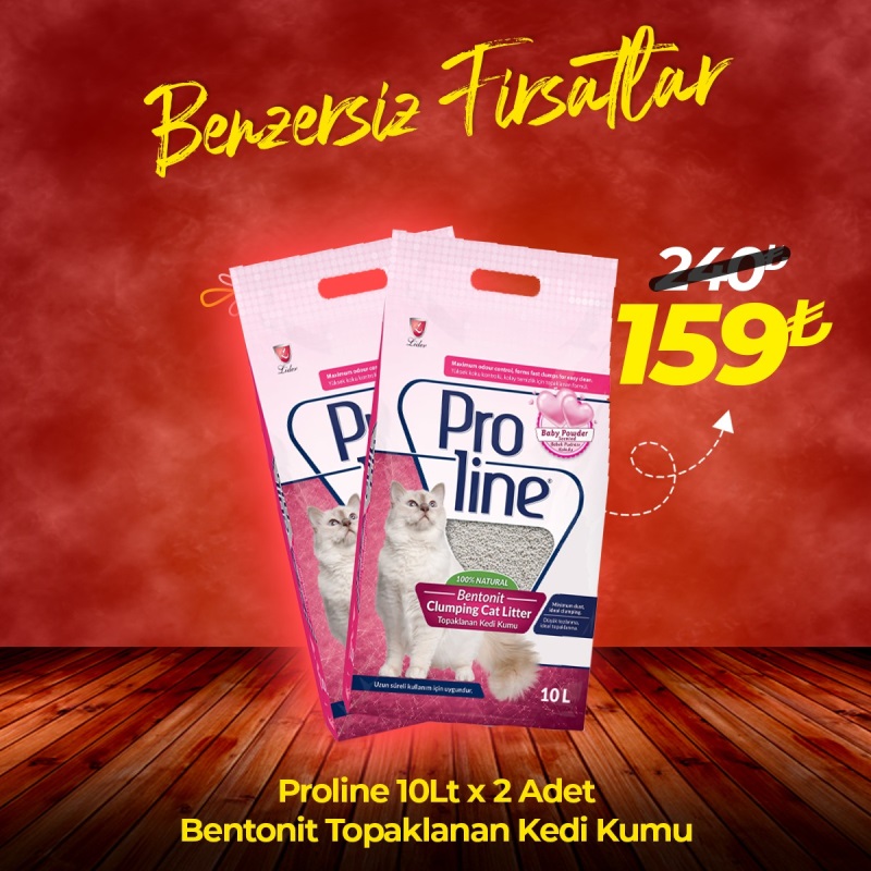 Proline Topaklanan Kedi Kumu Çeşitleri 2 Adet x 10 Lt