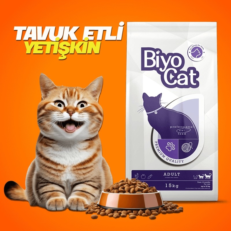 Biyocat Tavuklu Yetişkin Kedi Maması 15 kg