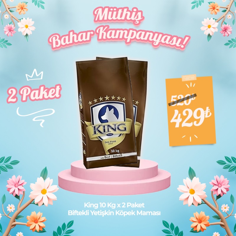King 10 Kg Biftekli Yetişkin Köpek Maması x 2 Paket