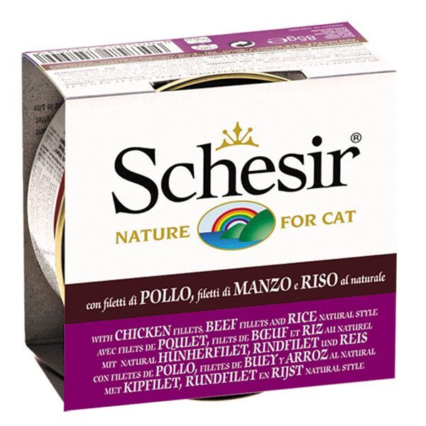 Schesir Suda Pişirilmiş Tavuk&Siğir Etli Konserve Kedi Mamasi 85 Gr
