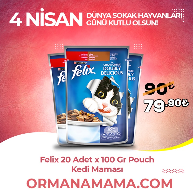 Felix Pouch 100 Gr x 20 Adet  Kedi Yaş Mama Çeşitleri 