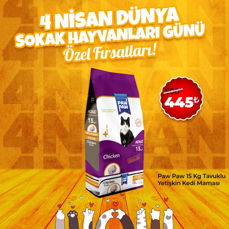 Paw Paw Tavuklu Yetişkin Kedi Maması 15 Kg