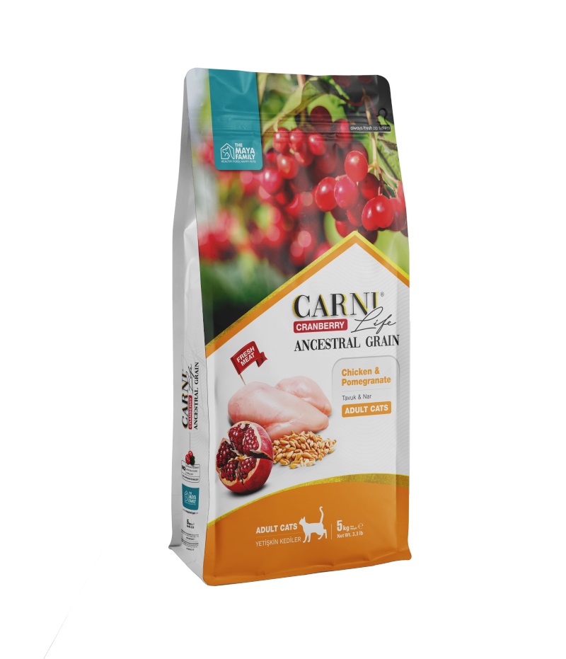 Carni Life Kızılcık Tavuklu ve Narlı Yetişkin Kedi Maması 5 Kg