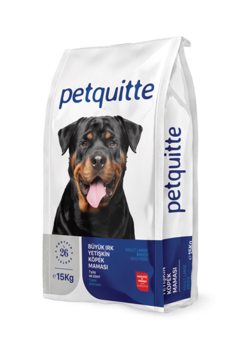 Petquitte Kuzu Etli Pirinçli Yetişkin Büyük Irk Köpek Maması 15 Kg