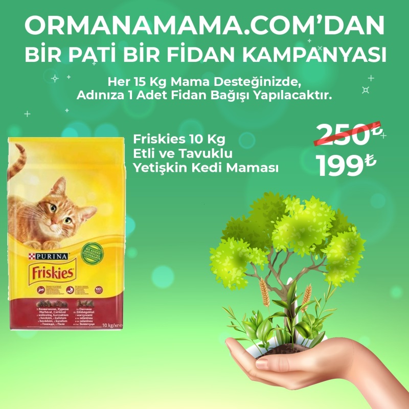 Friskies Etli - Tavuklu - Sebzeli Yetişkin Kedi Maması 10 kg (Fidan Hediyeli)