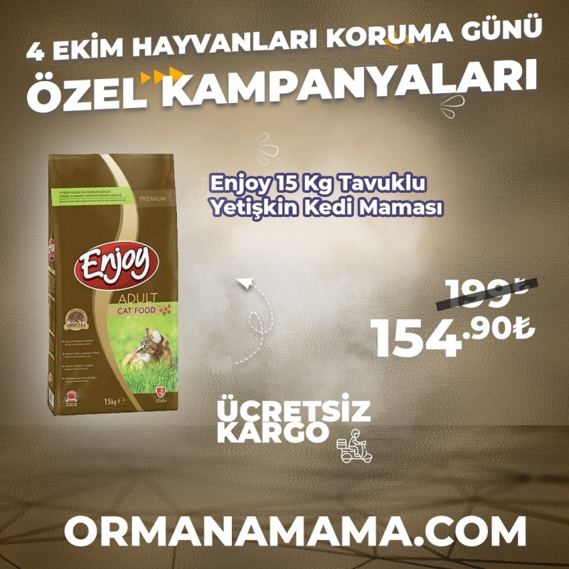 Enjoy 15 Kg Tavuklu Yetişkin Kedi Maması