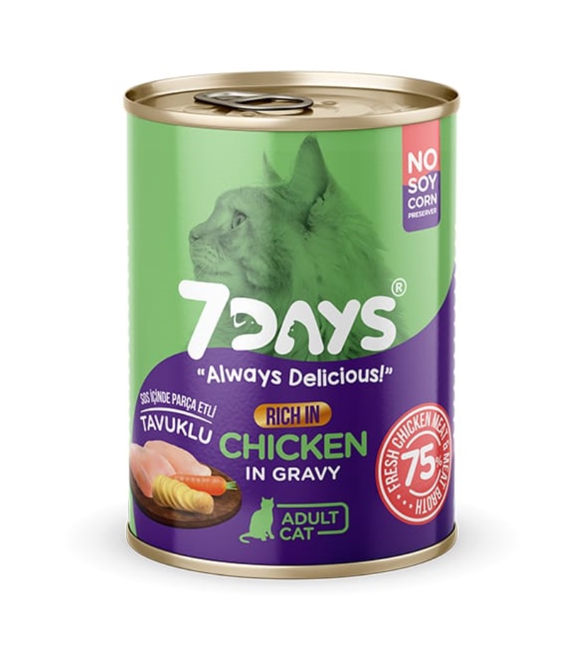 7 Days Taze Tavuk Etli Yetişkin Kedi Konservesi 415 Gr X 24 Adet