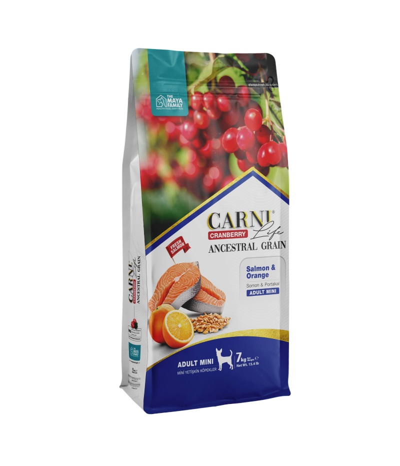 Carni Life Kızılcık Somon Etli ve Portakallı Mini Irk Yetişkin Köpek Maması 7 Kg