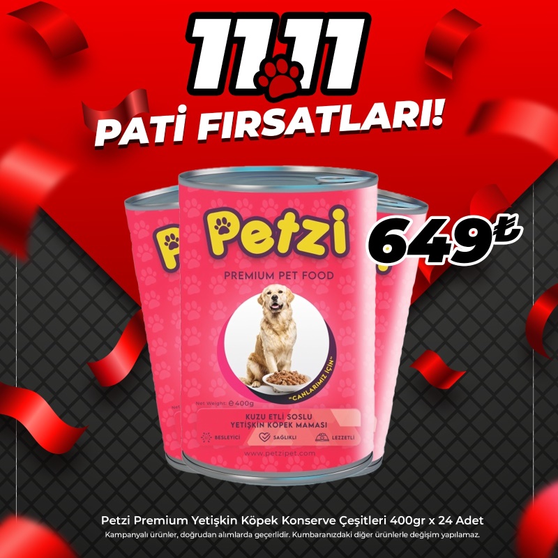 Petzi Premium Köpek Konserve Çeşitleri 400gr x 24 Adet