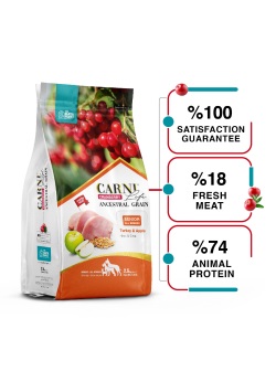 Carni Life Kızılcık Hindi Etli ve Elmalı Tüm Irklar İçin Yetişkin Yaşlı Köpek Maması 2.5 Kg