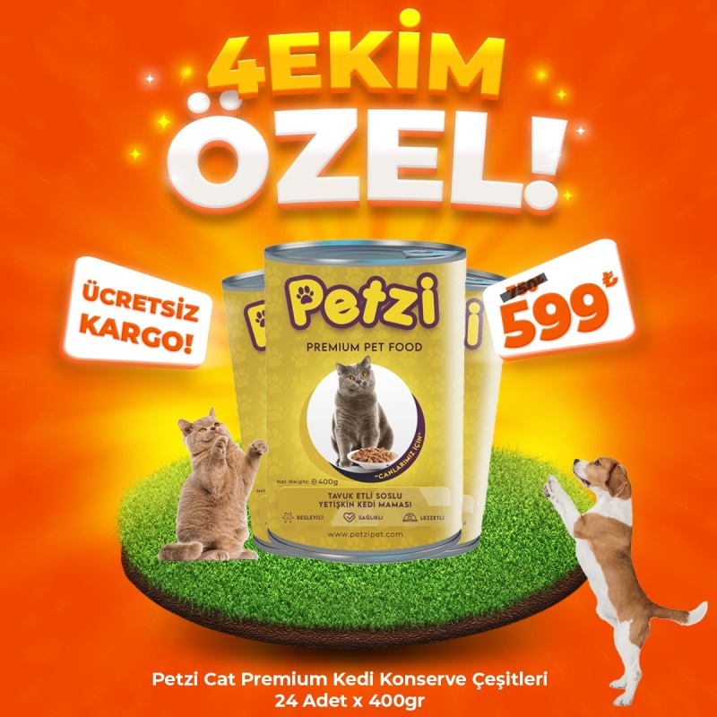 Petzi Cat Premium Yetişkin Kedi Konserve 400 Gr x 24 Adet (4 Ekim Özel)