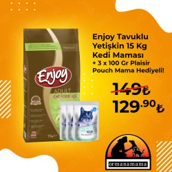 Enjoy Tavuklu 15 Kg Yetişkin Kedi Maması 3 Adet Plaisir 100 Gr Pouch Hediyeli