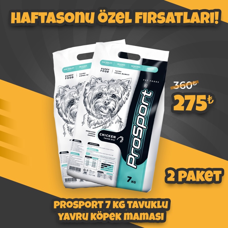 Prosport 7 Kg Tavuklu Yavru Köpek Maması x 2 li Avantaj Paketi