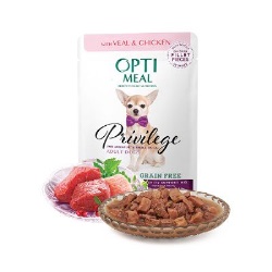 Optimeal Tahılsız Soslu Dana-Tavuk Ufak Irk Yetişkin Köpek Maması 85 Gr