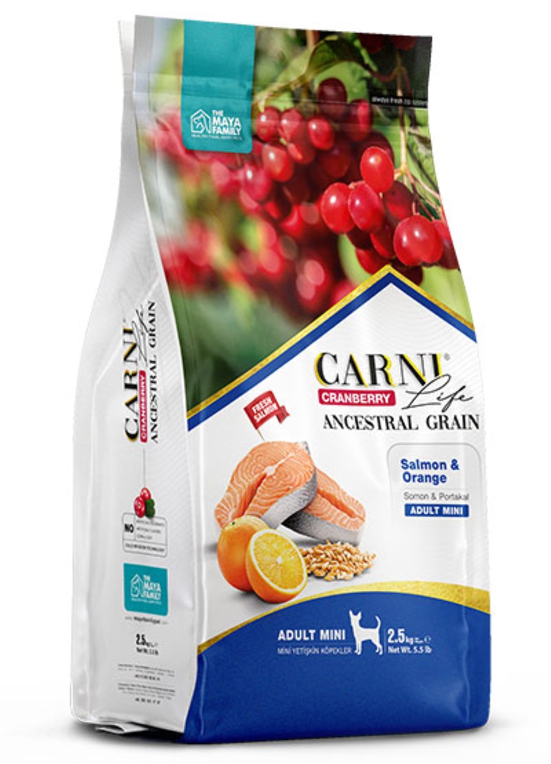 Carni Life Kızılcık Somon Etli ve Portakallı Mini Irk Yetişkin Köpek Maması 2.5 Kg
