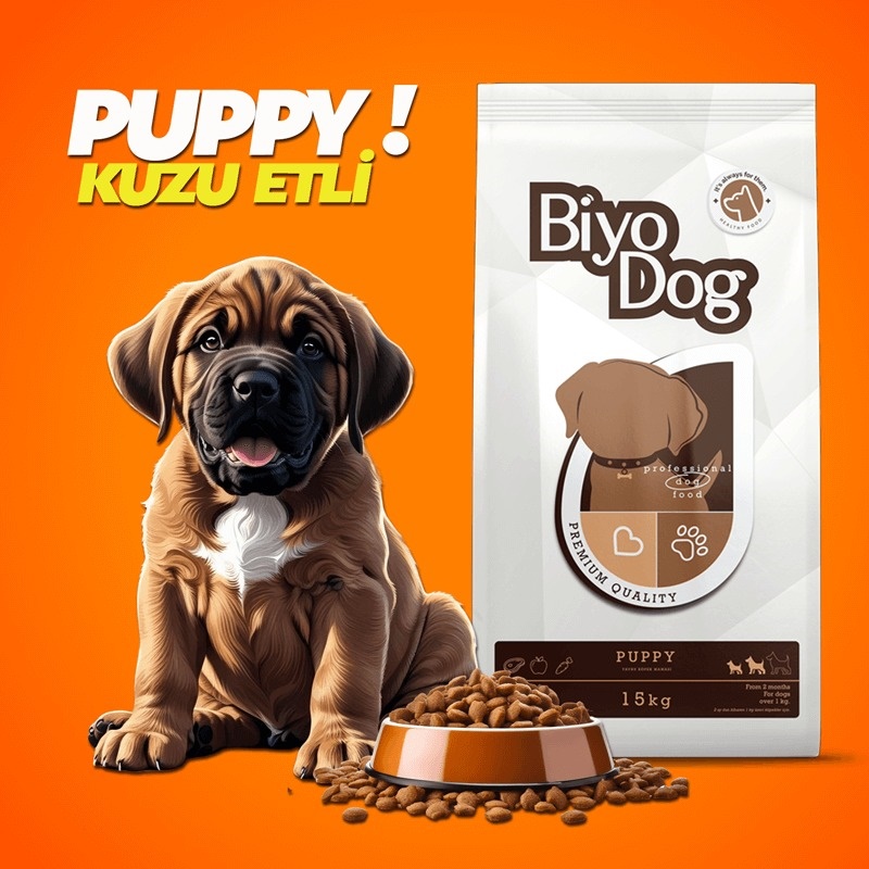 Biyodog Puppy Kuzu Etli Yavru Köpek Maması 15 kg