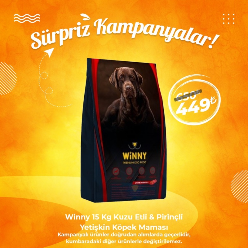 Winny Premium 15 Kg Kuzu Etli Yetişkin Köpek Maması