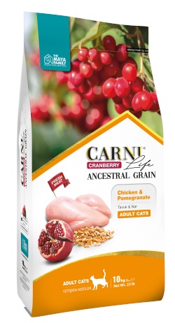 Carni Life Kızılcık Tavuk Etli ve Narlı Yetişkin Kedi Maması 10 Kg