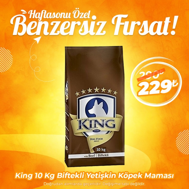 King 10 Kg Biftekli Yetişkin Köpek Maması (Benzersiz Fırsat)